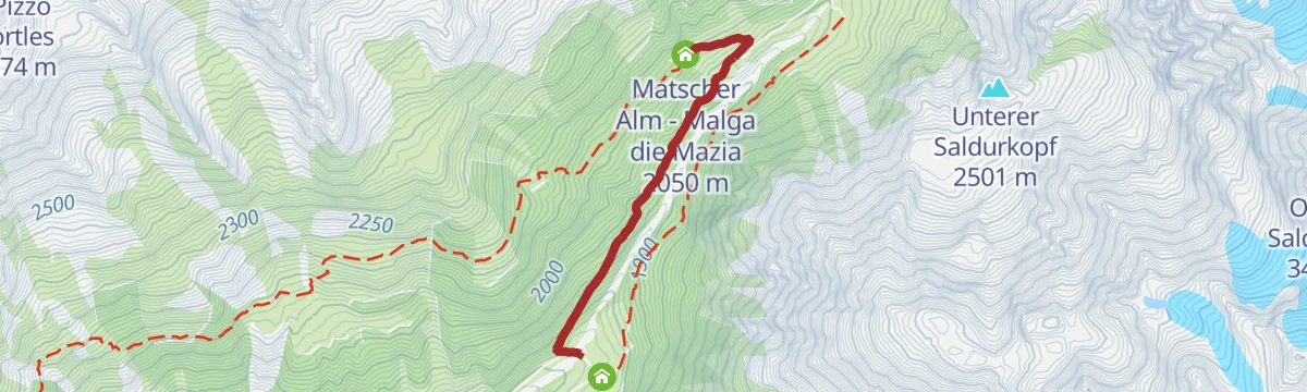 Route map: Escursione malghe/rifugi malga di mazia